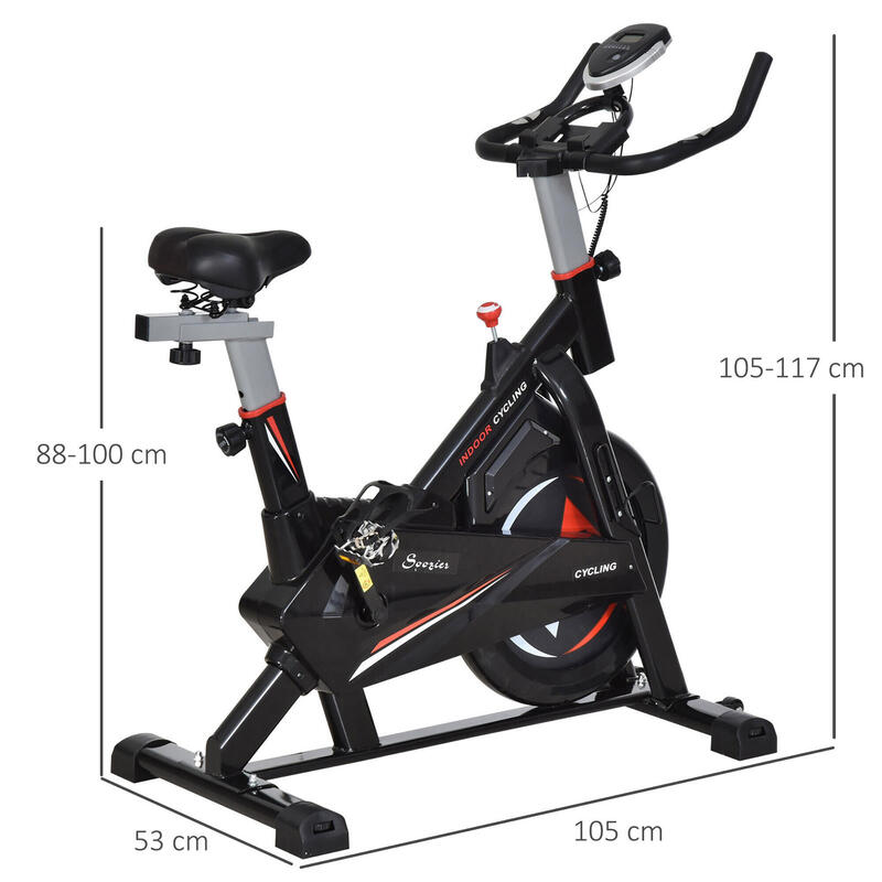 HOMCOM Cyclette per Allenamento Cardio Trainer con Monitor LCD in Acciaio - Nero