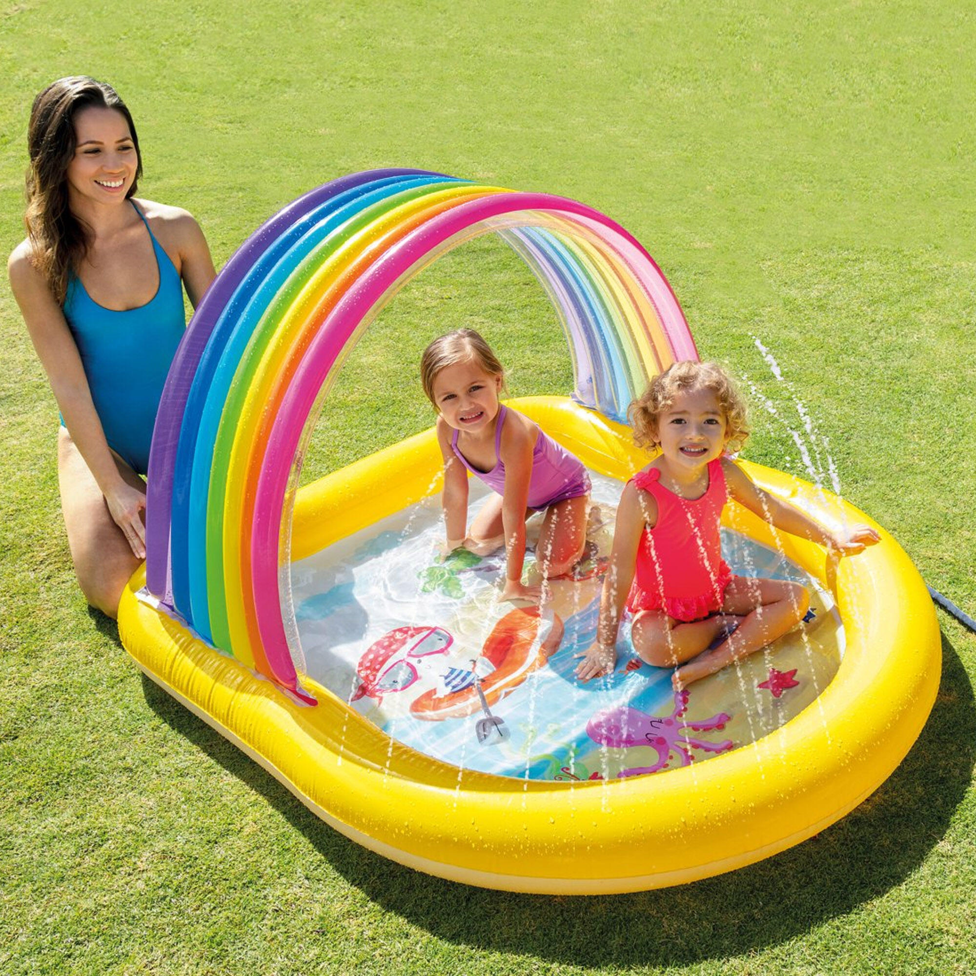 Intex 57156NP - Piscina Baby Arcobaleno con Spruzzino, 147x130x86 cm 3/4