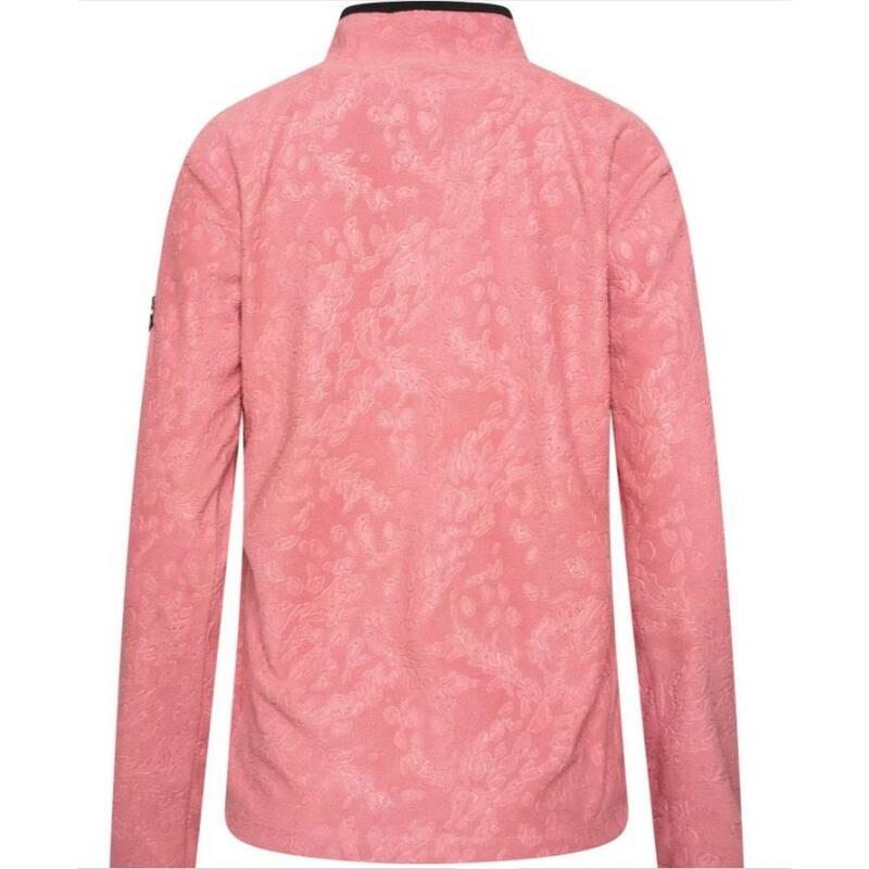 Camisola de Lã Meio Fecho Mangas Compridas Mulher Rosa-Pálido Mesa