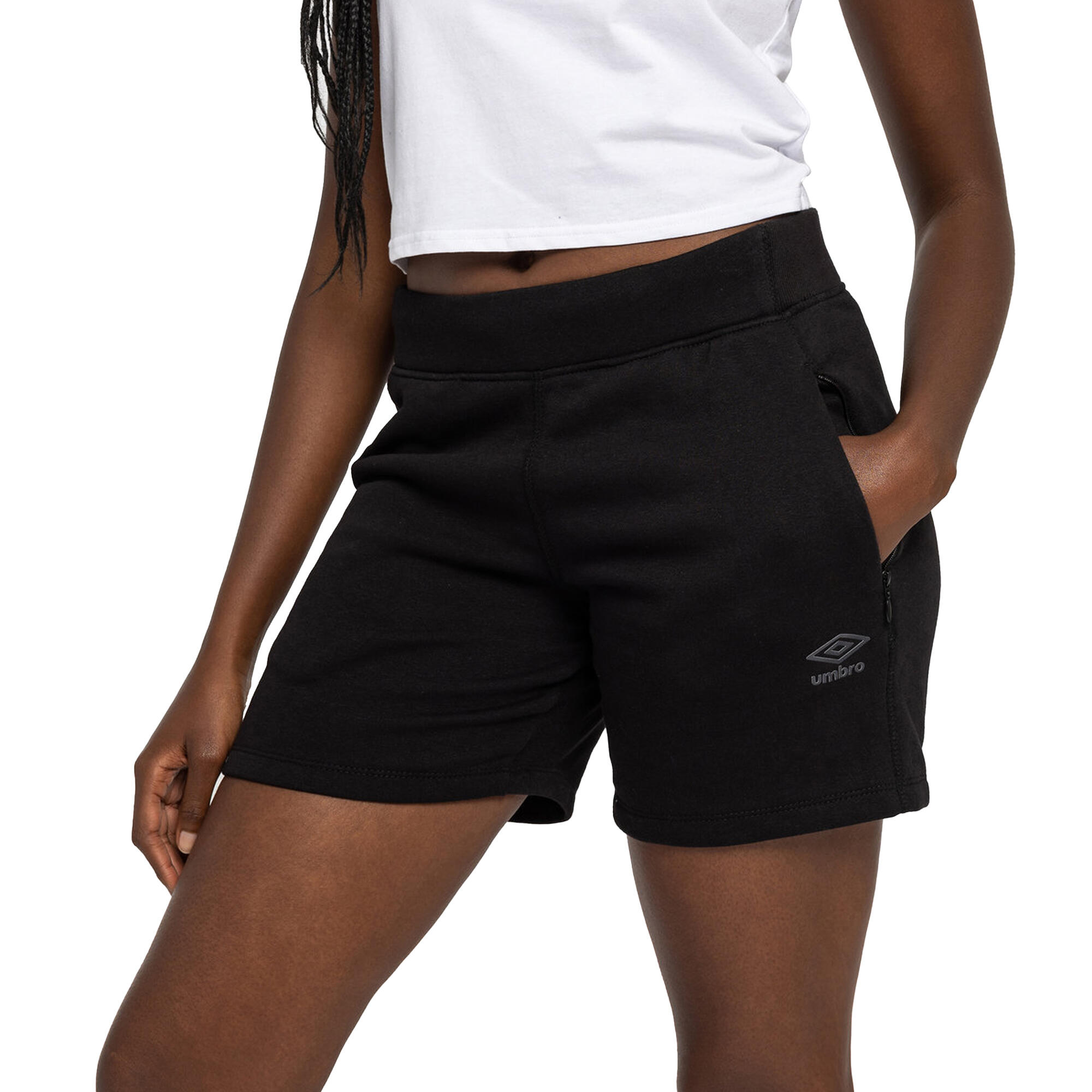 Womens/Ladies Pro Elite Fleece Shorts (Black) 3/4