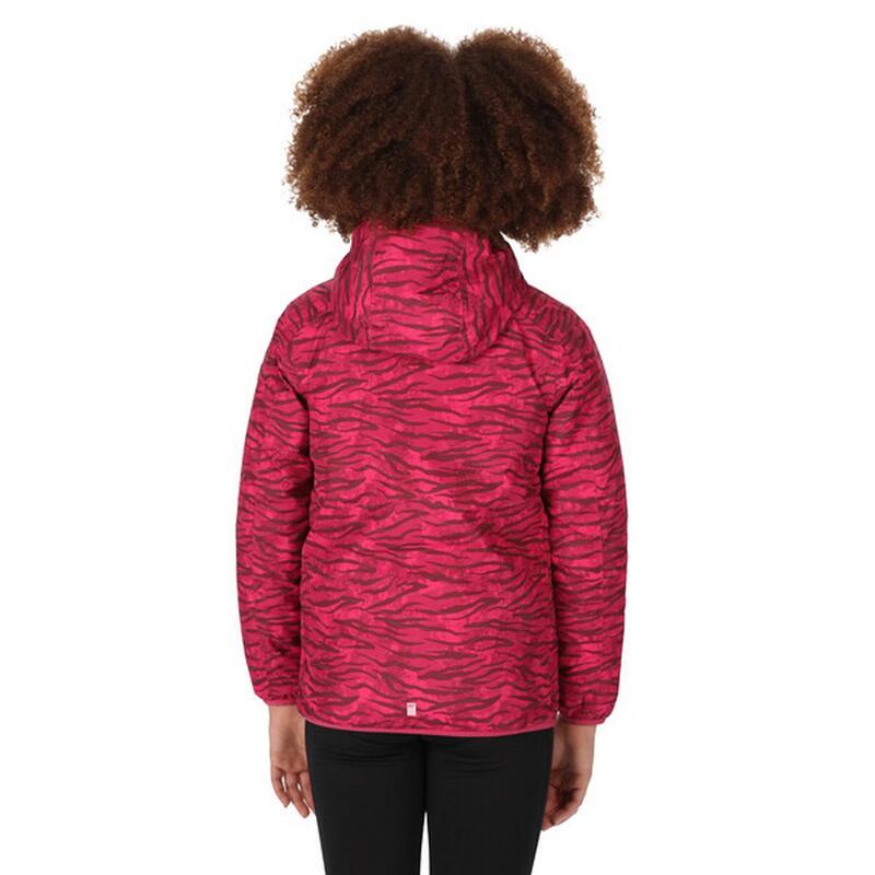 Chaqueta Impermeable Volcanics VI Estampado de Cebra para Niños/Niñas Rosa Baya