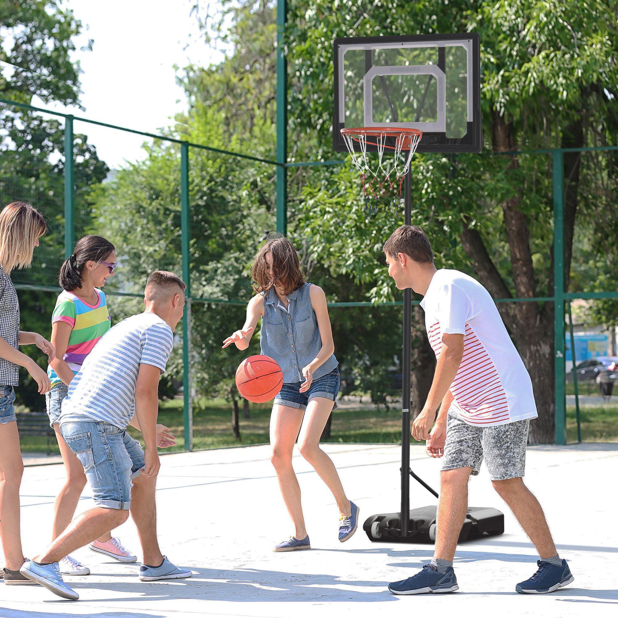 HOMCOM Canestro Basket Altezza Regolabile 160-210cm in Acciaio e Base con Ruote 2/6