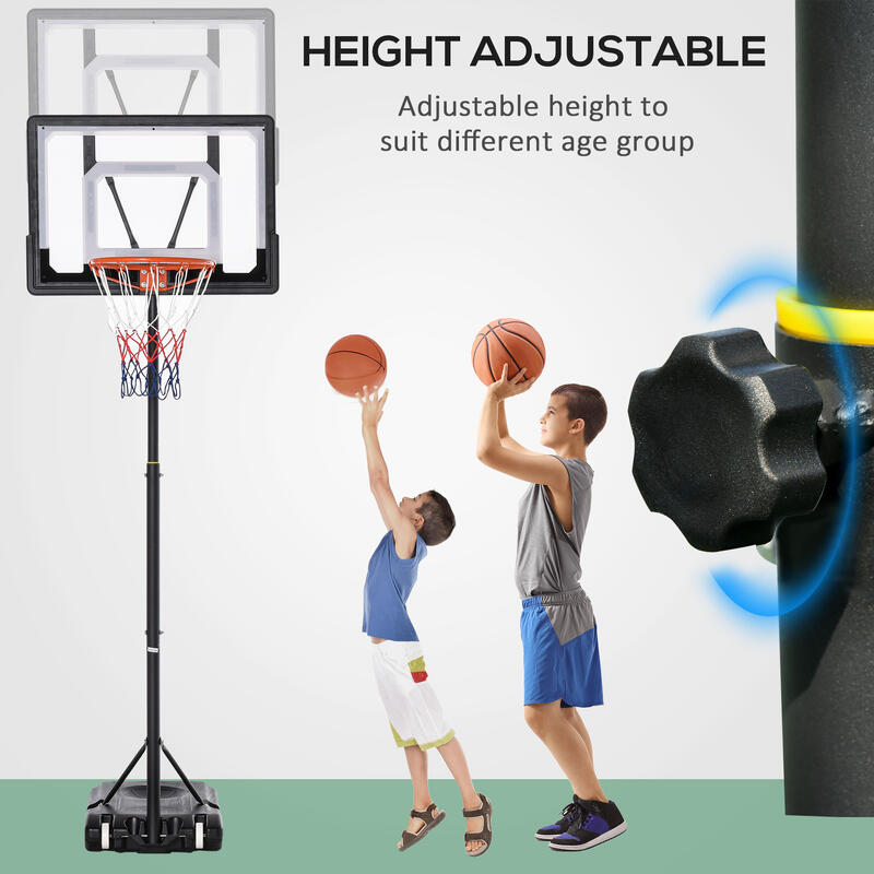 HomCom Cos de Basket cu Înaltime reglabila 160-210 cm din otel si baza cu roti