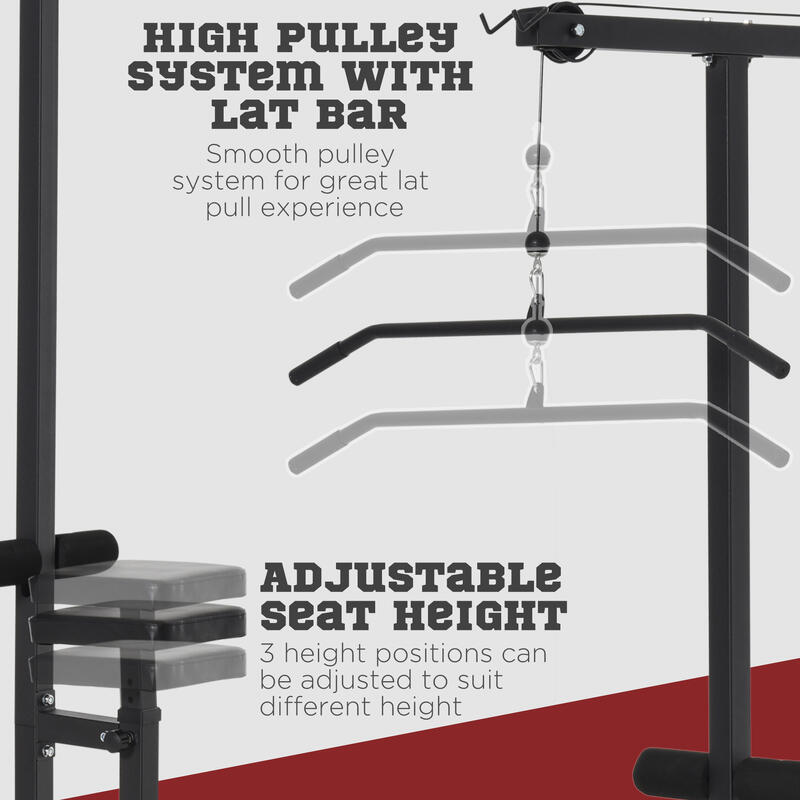 HomCom Statie de fitness Pull Down pentru sala de gimnastica- Negru