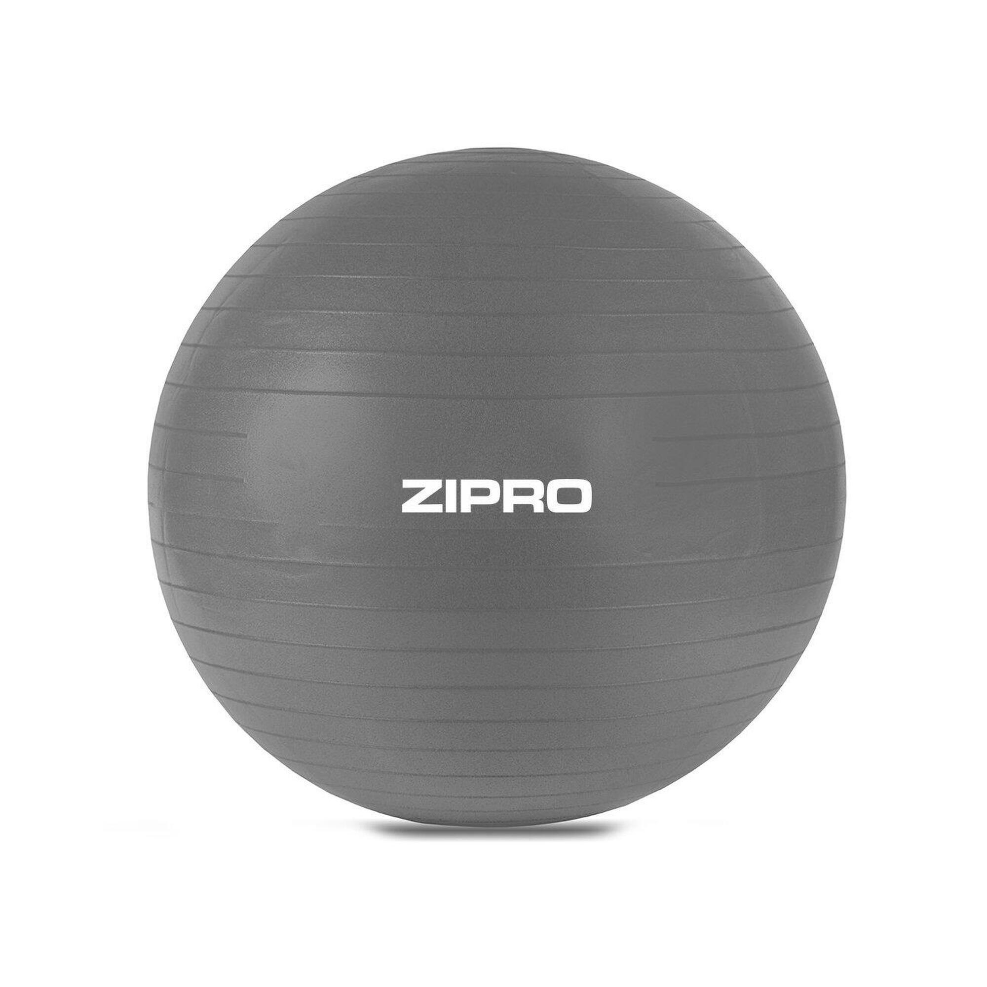 Zipro - Zipro Anti-burst 75 Cm Ballon De Gymnastique Avec Pompe - Swiss Ball - Gris - 75 Cm - Decathlon