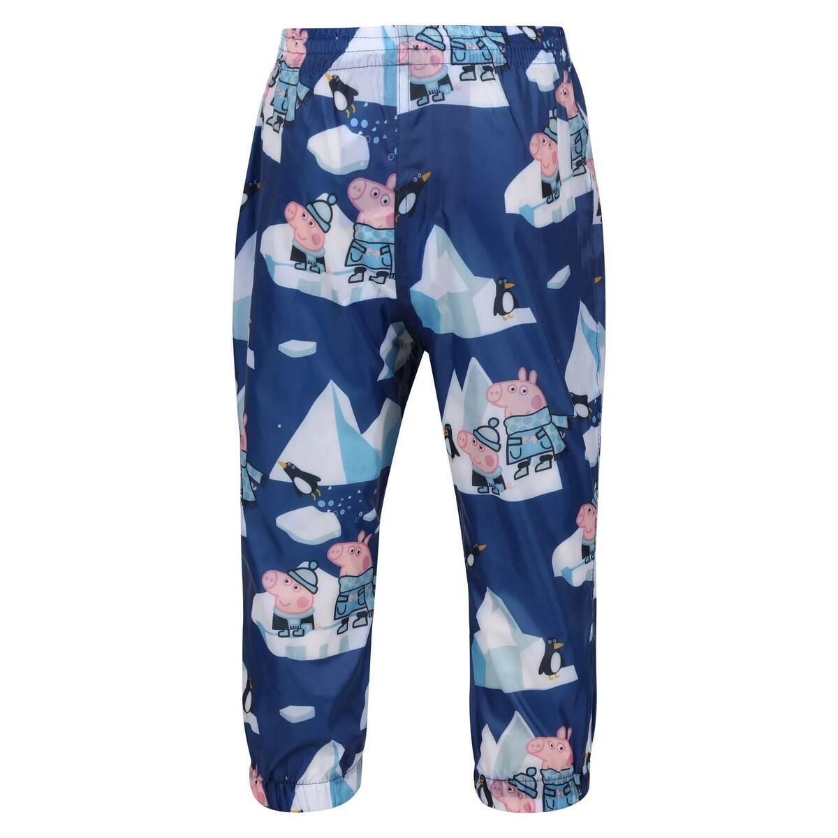 Childrens/Kids Winter Scene Peppa Pig Packaway Waterproof Trousers (Space Blue) 2/5