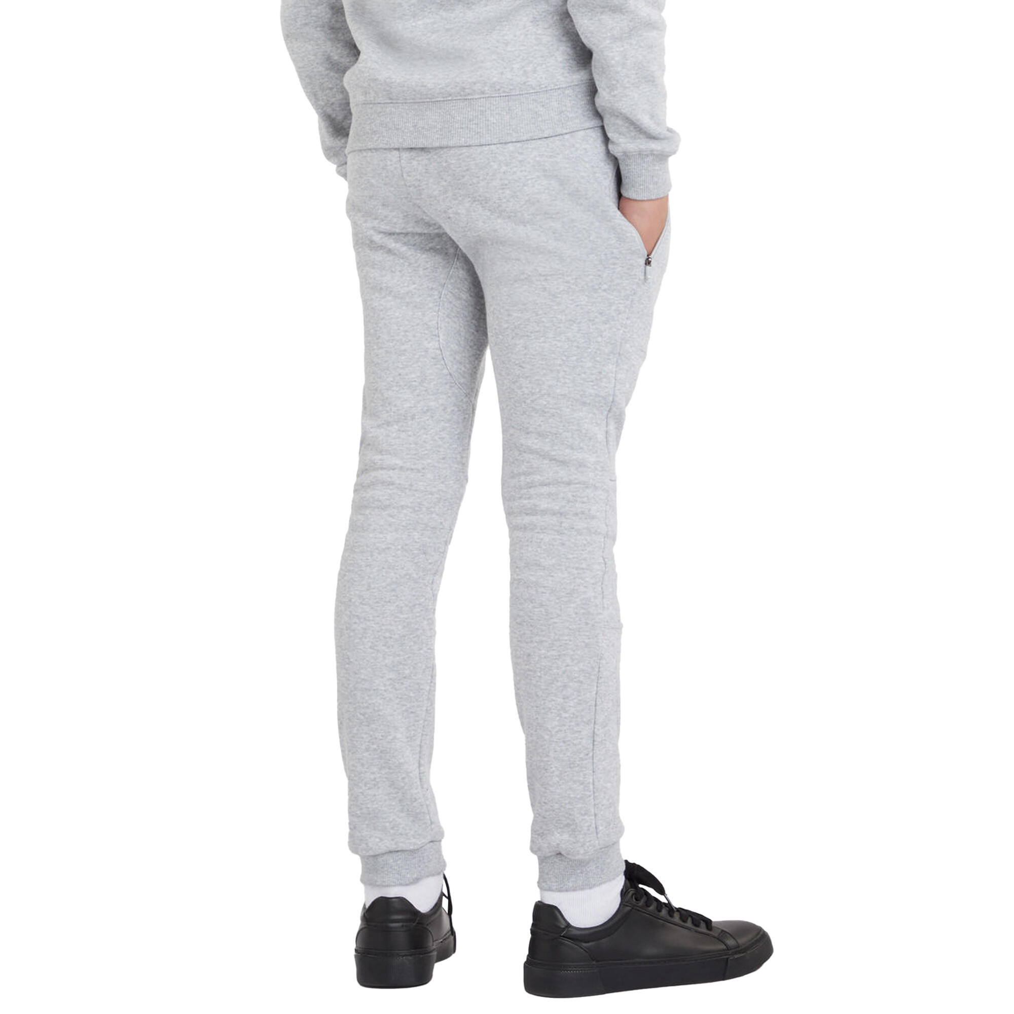 Childrens/Kids Club Leisure Jogging Bottoms (Grey Marl/White) 4/4