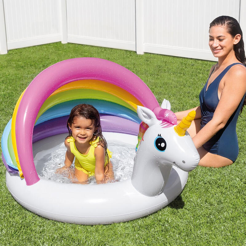 Piscina insuflável para bebés com toldo unicórnio INTEX