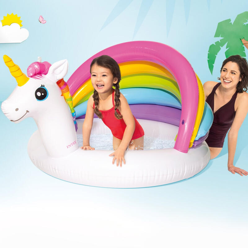 Piscina insuflável para bebés com toldo unicórnio INTEX