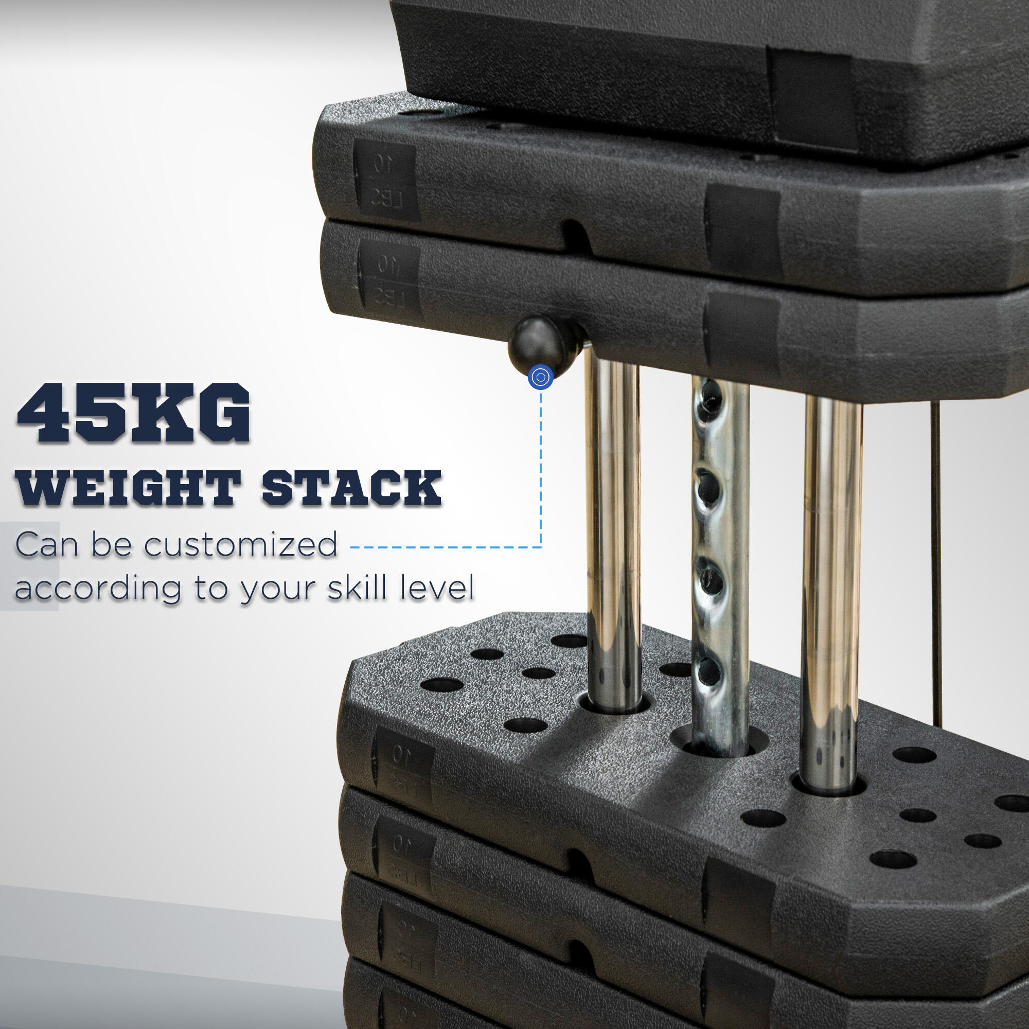 HOMCOM Power Tower Multifunzione con Pesi fino 45kg e Panca Imbottita 5/8