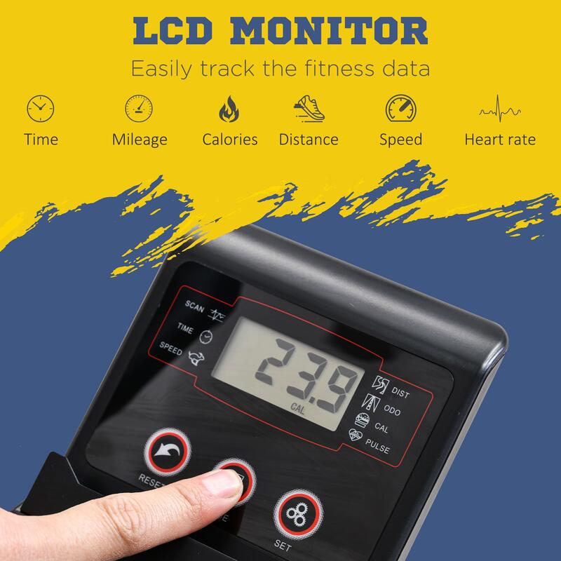 HOMCOM Cyclette Ellittica Magnetica Schermo LCD e 8 Livelli di Resistenza