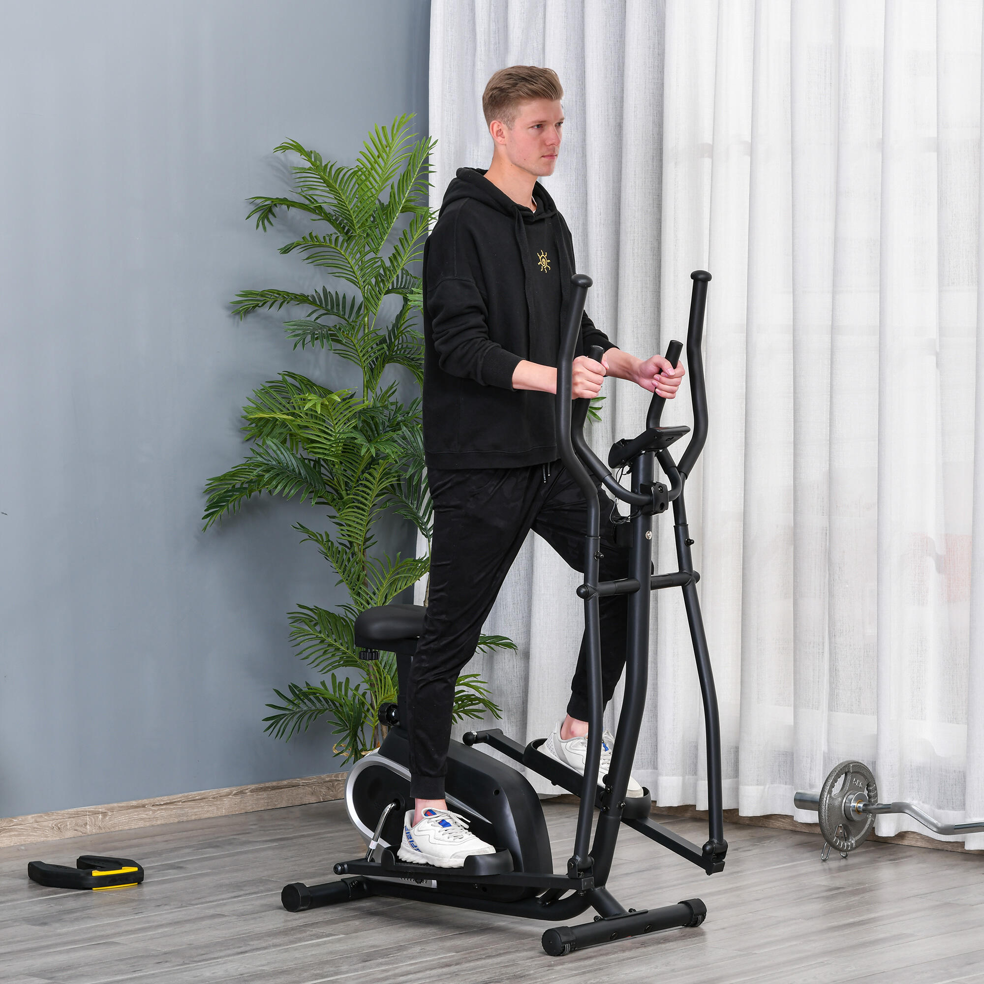 HOMCOM Cyclette Ellittica Magnetica Schermo LCD e 8 Livelli di Resistenza 2/5