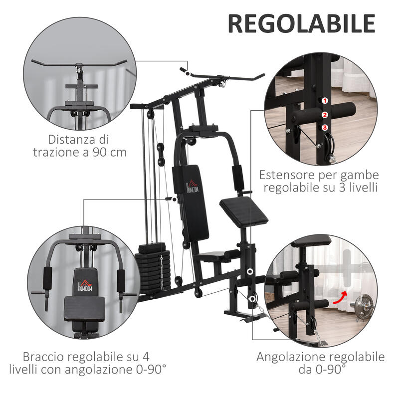 HomCom statie fitness pentru antrenament acasa, negru