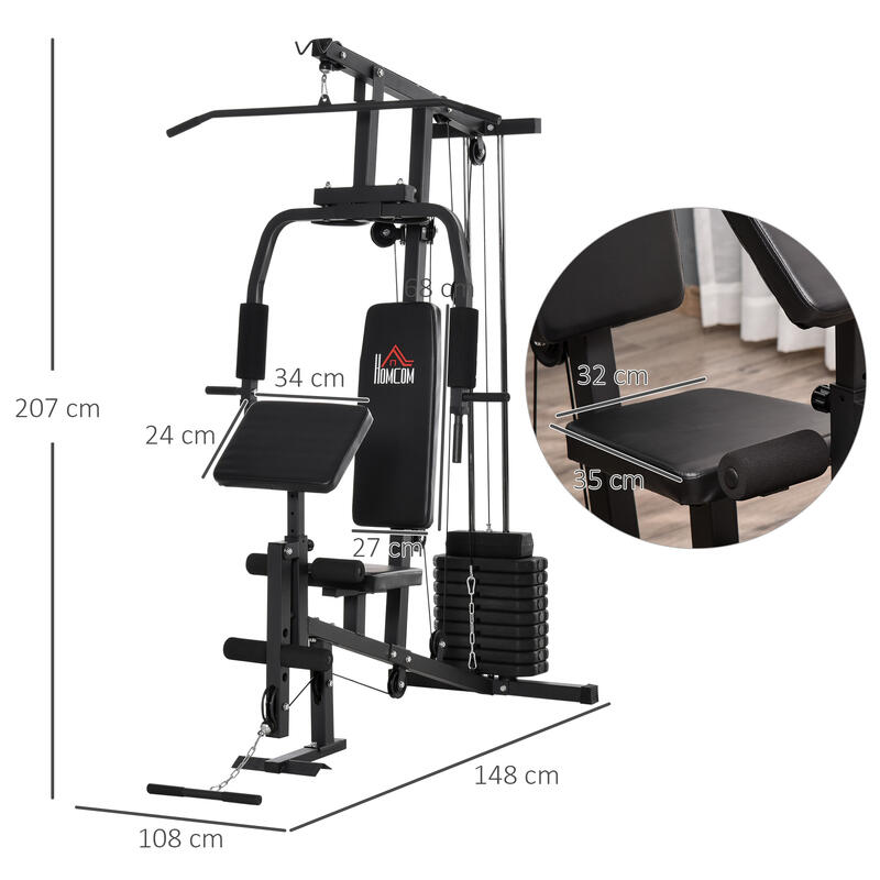 HomCom statie fitness pentru antrenament acasa, negru