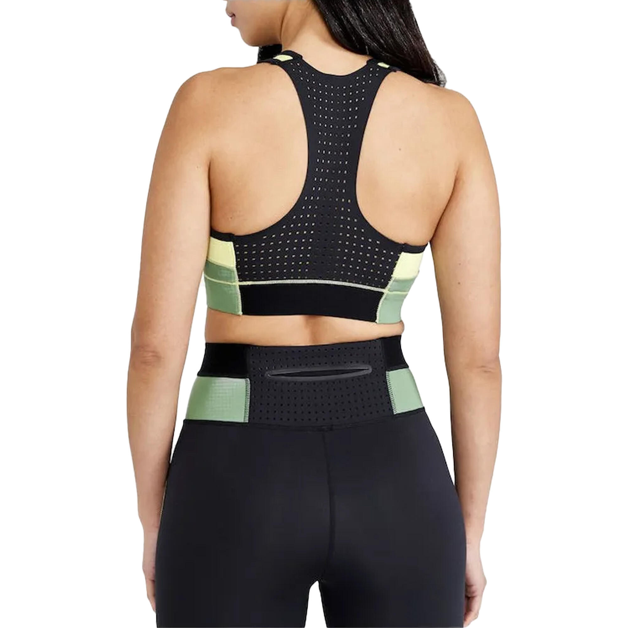 Womens/Ladies Pro Charge Colour Block Crop Top (Black/Yellow/Green) 2/3