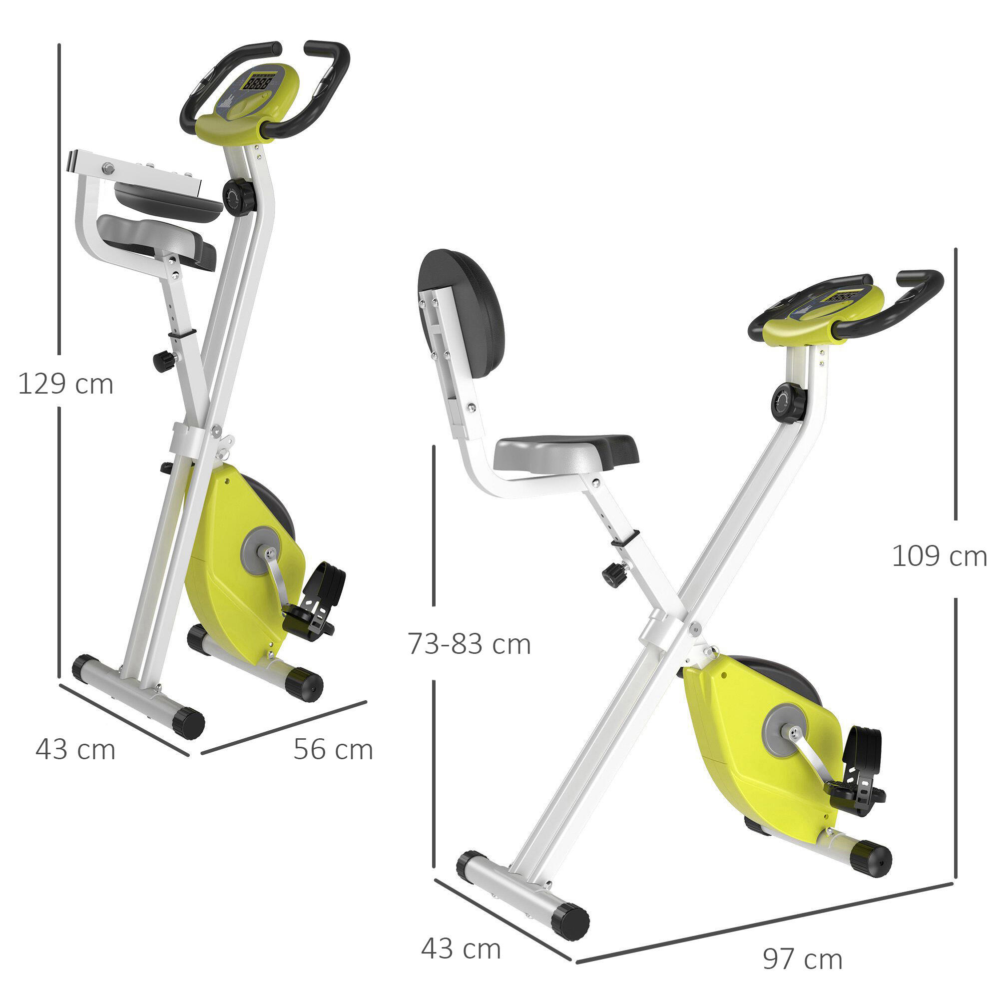HOMCOM Cyclette Pieghevole Magnetica Sedile Regolabile 8 Livelli di Resistenza 3/8