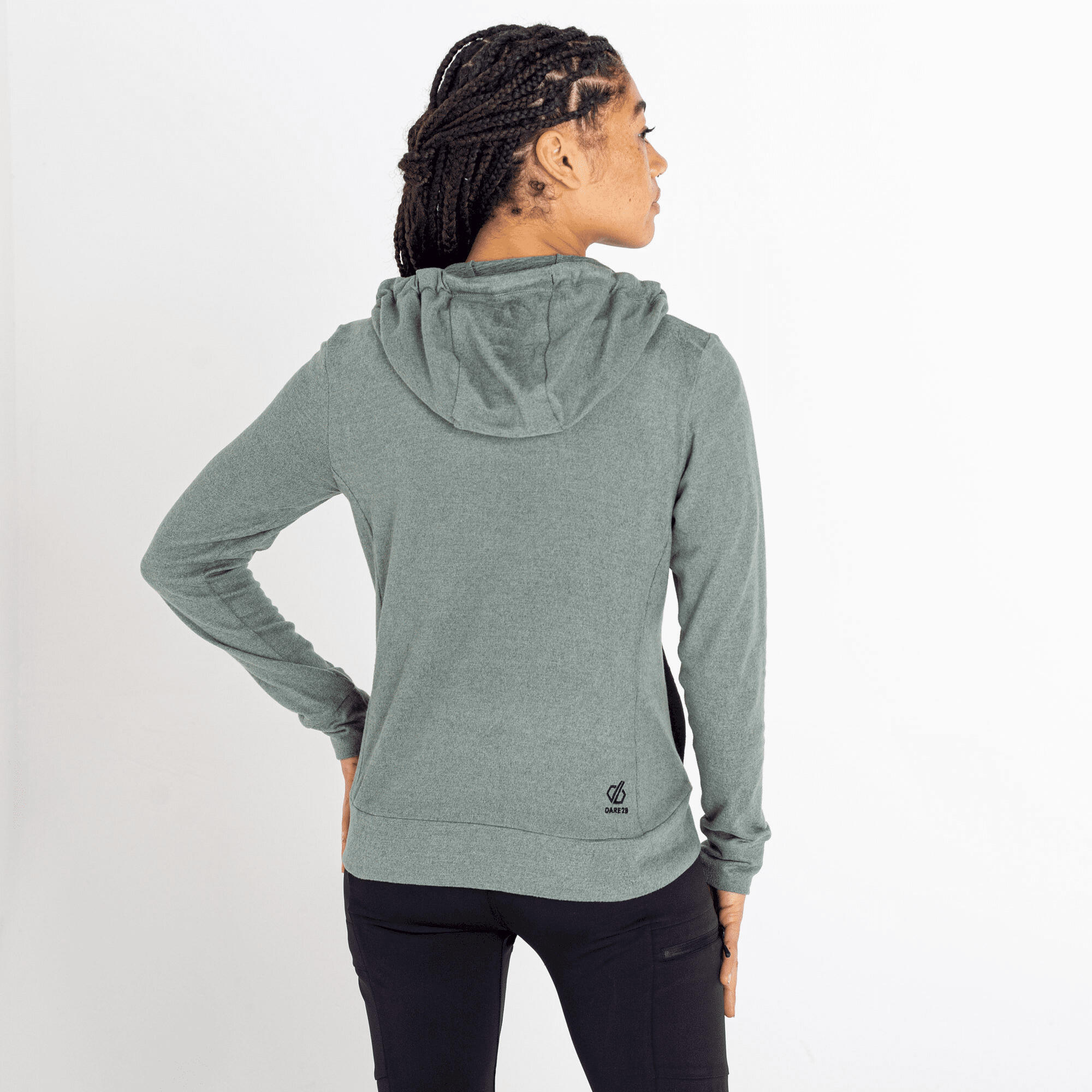 Womens/Ladies Out & Out Marl Fleece Hoodie (Duck Green) 3/5