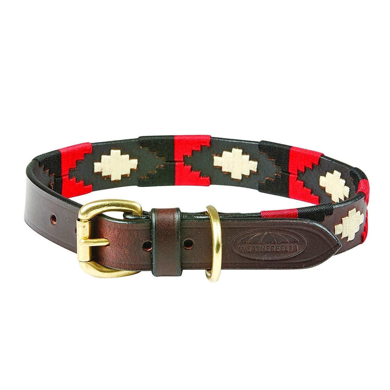 WEATHERBEETA Polo Leather Dog Collar (Cowdray Brown/Black/Red/White)