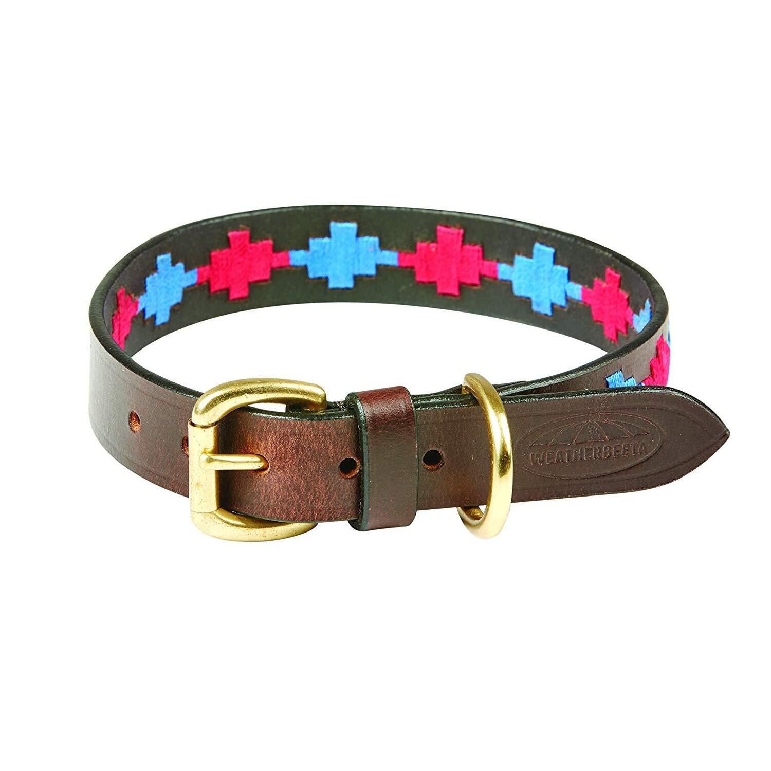 POLO Dog Collar (Brown/ pink/ blue)