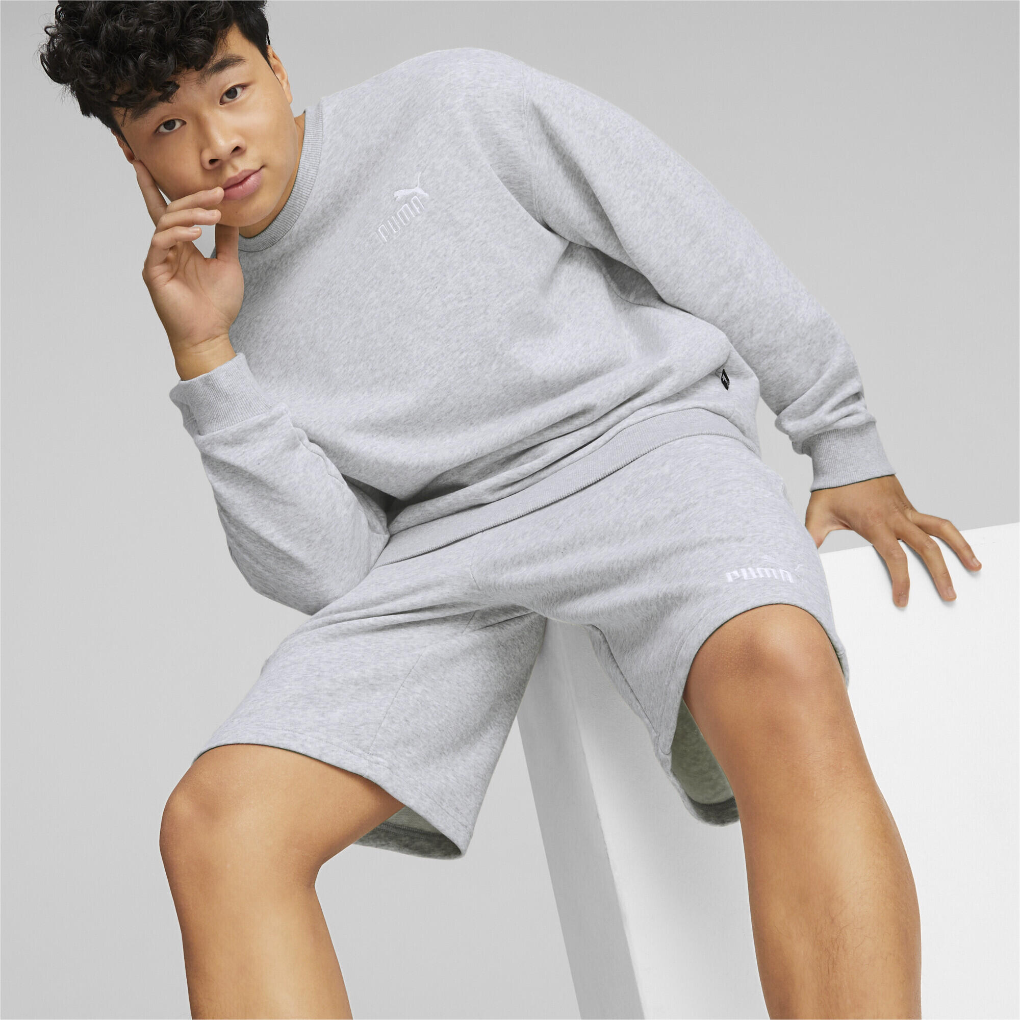 Tuta taglio comodo da uomo PUMA Light Gray Heather 5/6