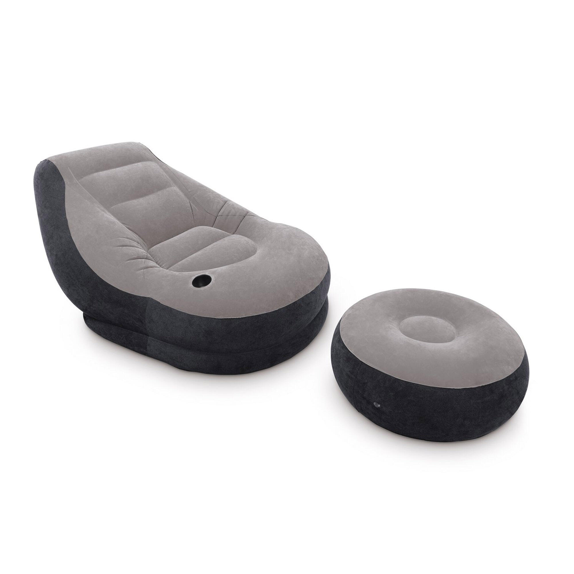 INTEX Sofá+puff insufláveis intex 99x130x76 64x28 cm - cinzento
