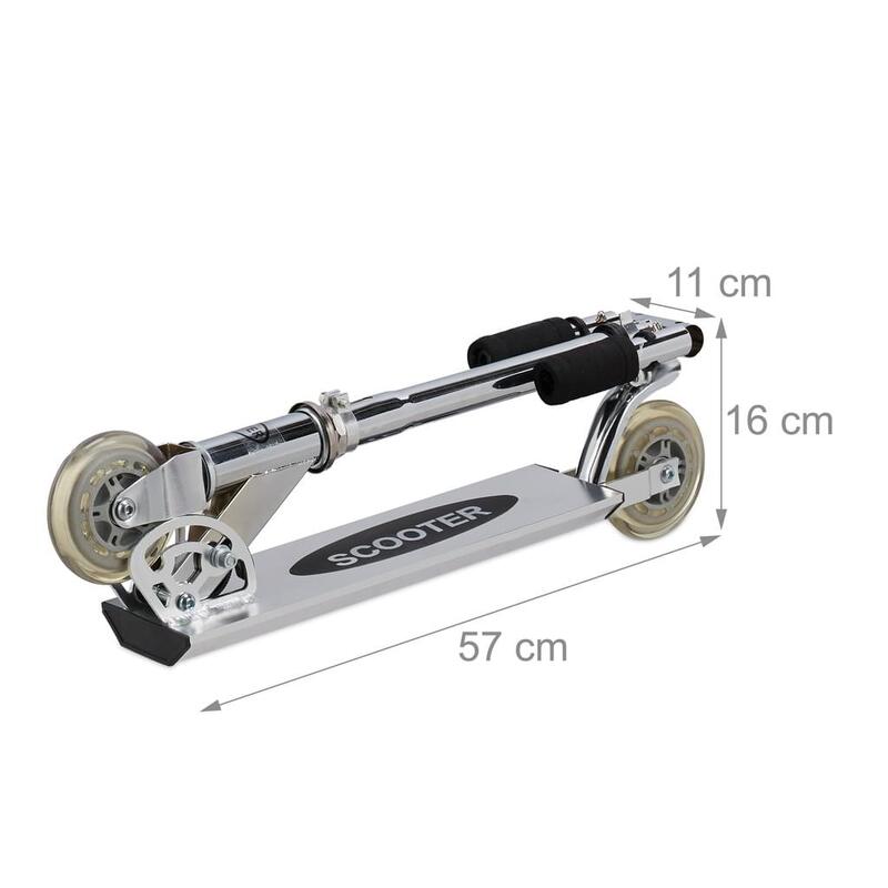 Alumínium Scooter Összecsukható roller, 2 kerék, alumínium, ezüst