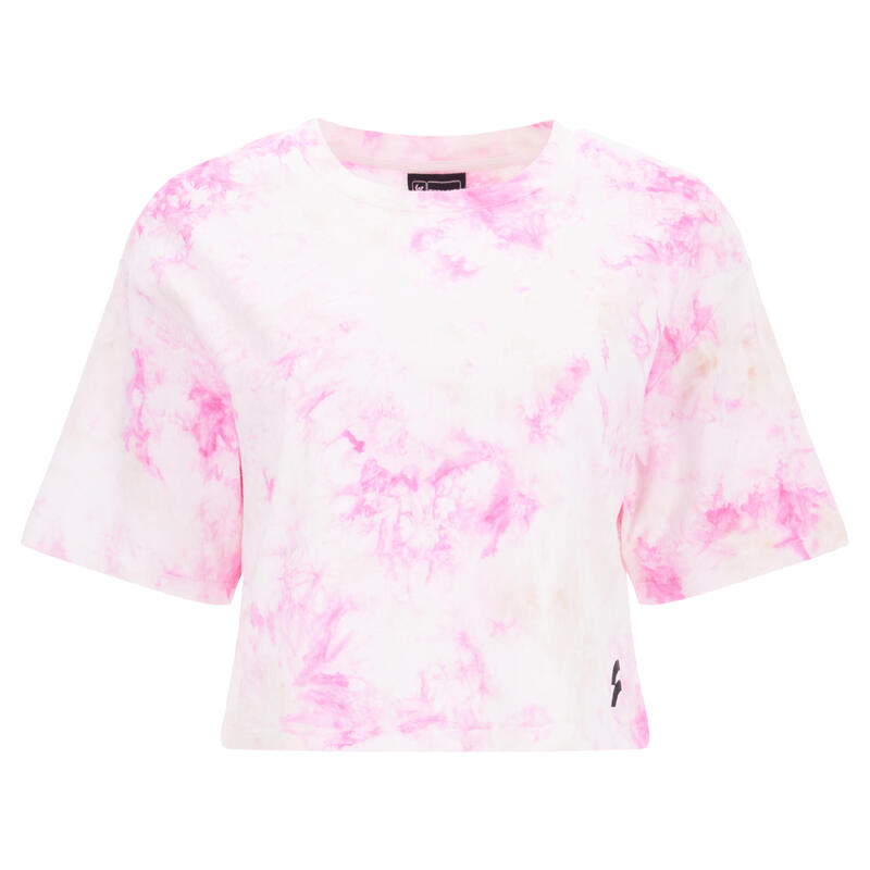 T-shirt cropped comfort tye-die con maniche a kimono