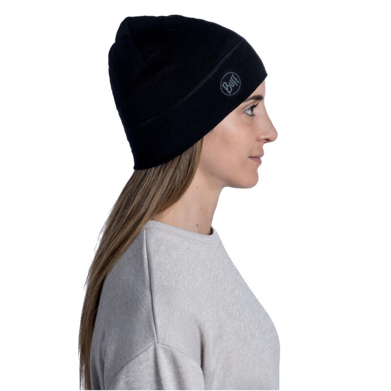 Uniszex sapkák, Buff Merino Lightweight Beanie, fekete