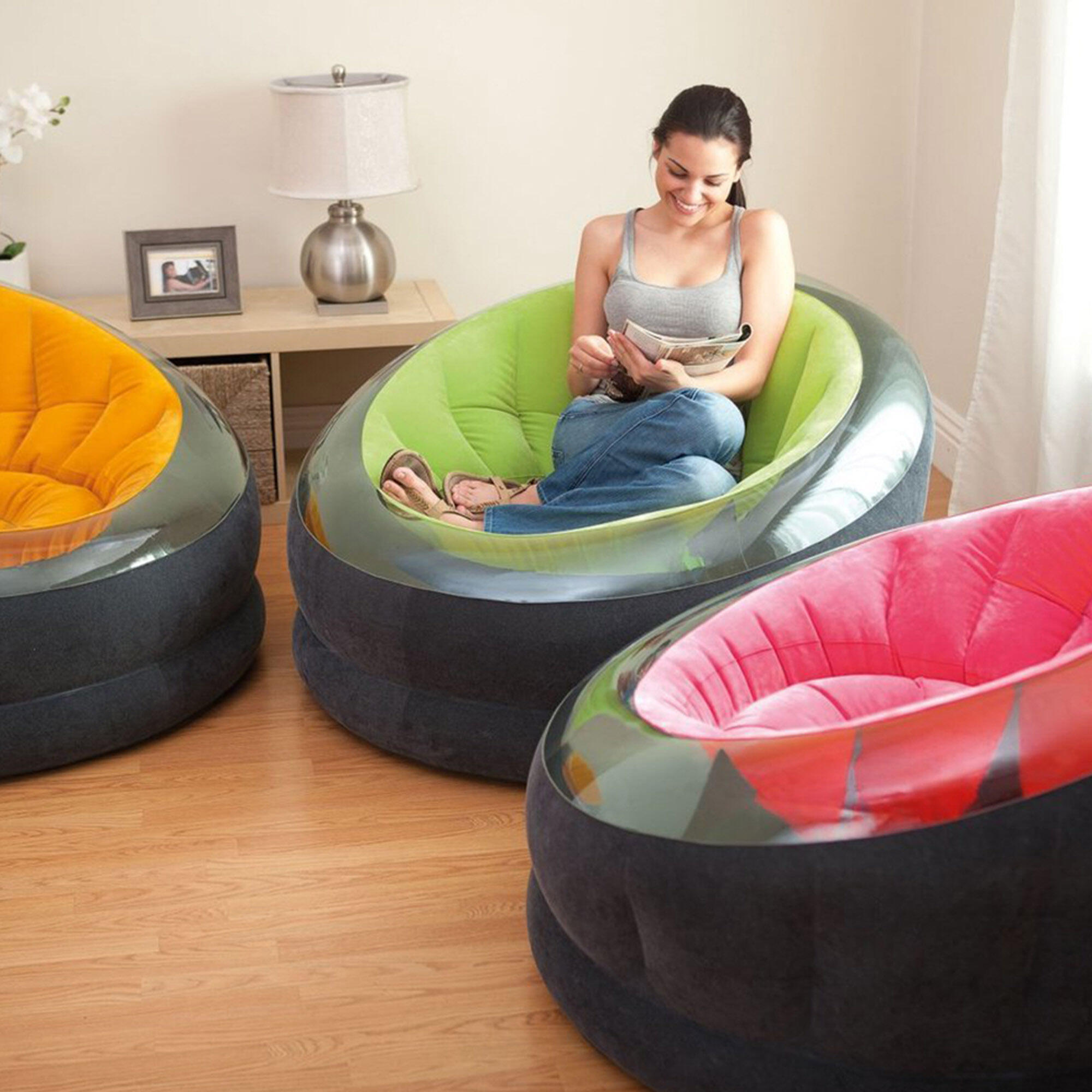 Intex 68582NP - Poltrona Gonfiabile Empire, Colori Assortiti, 112x109x69 cm 3/5