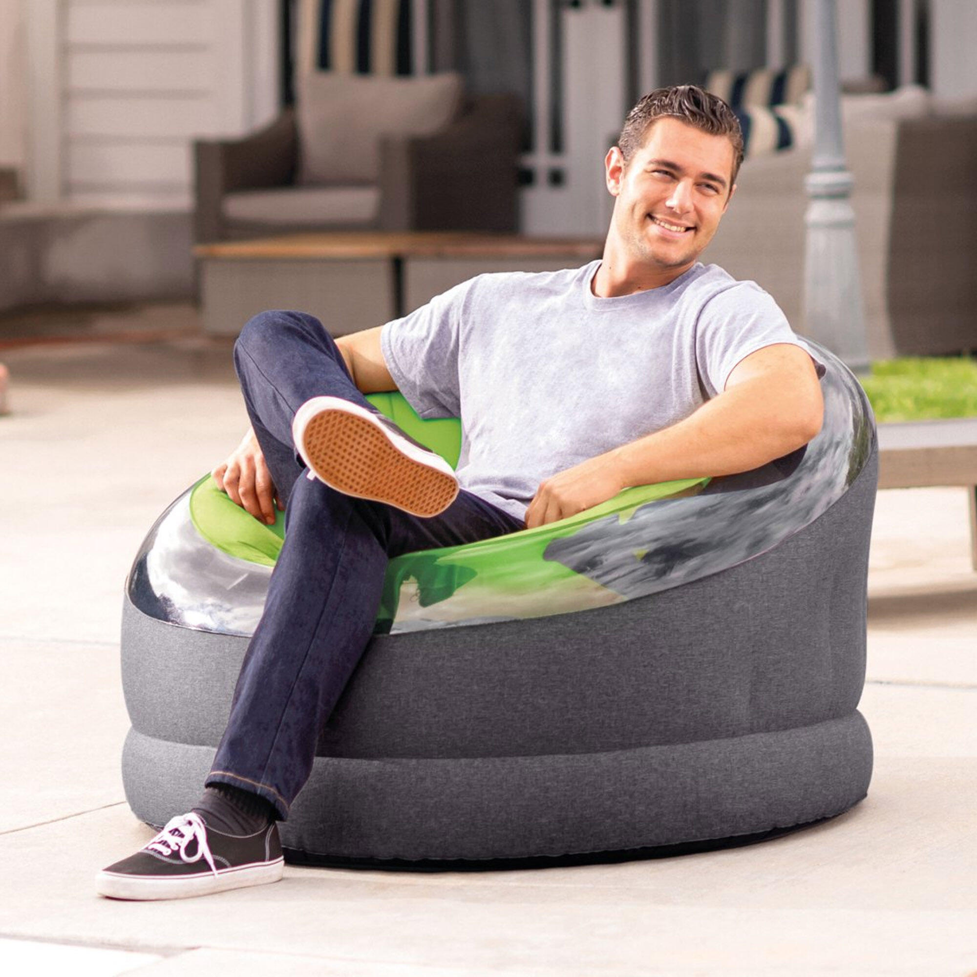 Intex 68581NP - Poltrona Gonfiabile Empire, Verde, 112x109x69 cm 4/5