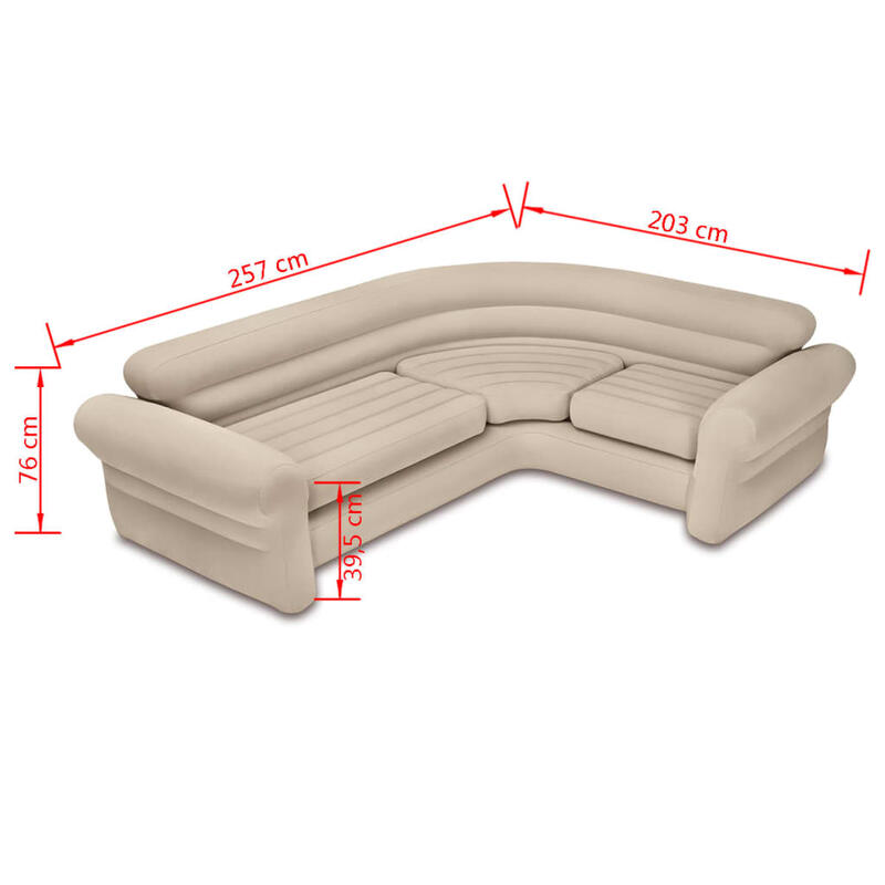 Intex 68575NP - Sofà Angolare Beige, 257x203x76 cm