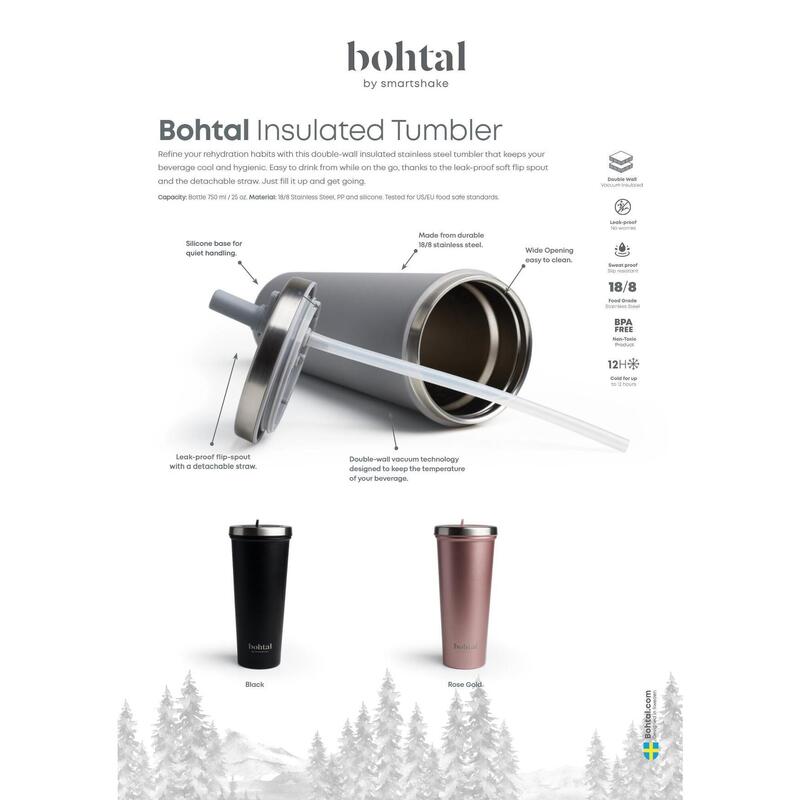 Shaker Bohtal Insulated Tumbler 750ML Schwarz