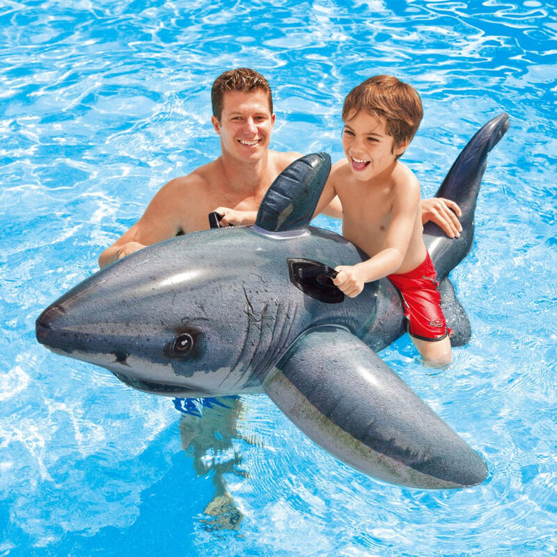 Colchón acuático flotante natación Intex Squalo Bianco, gris