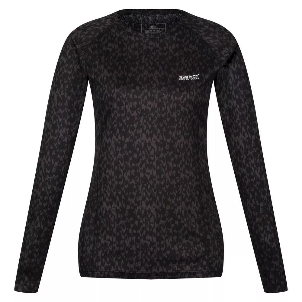 REGATTA Womens/Ladies Bampton Printed LongSleeved TShirt (Black)
