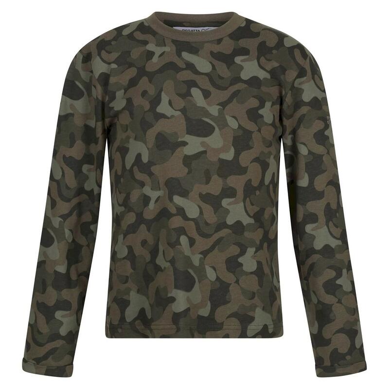 Kinder/Kinder Wenbie III Camo Tshirt met lange mouwen (Donkere Khaki)