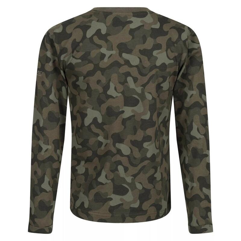 Kinder/Kinder Wenbie III Camo Tshirt met lange mouwen (Donkere Khaki)