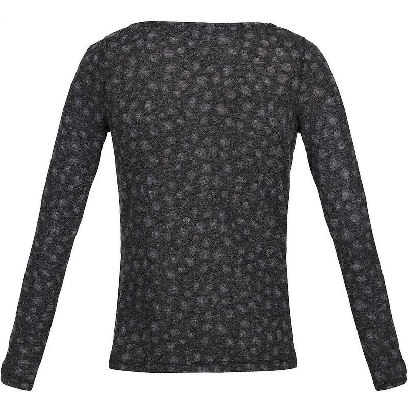 Jersey Frayda Estampado Animal para Mujer Negro, Gris Tormenta