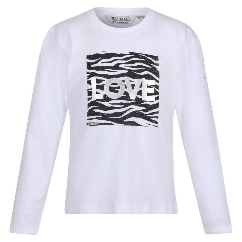 Kinder/Kinder Wenbie III Tshirt met zebraprint en lange mouwen (Wit)