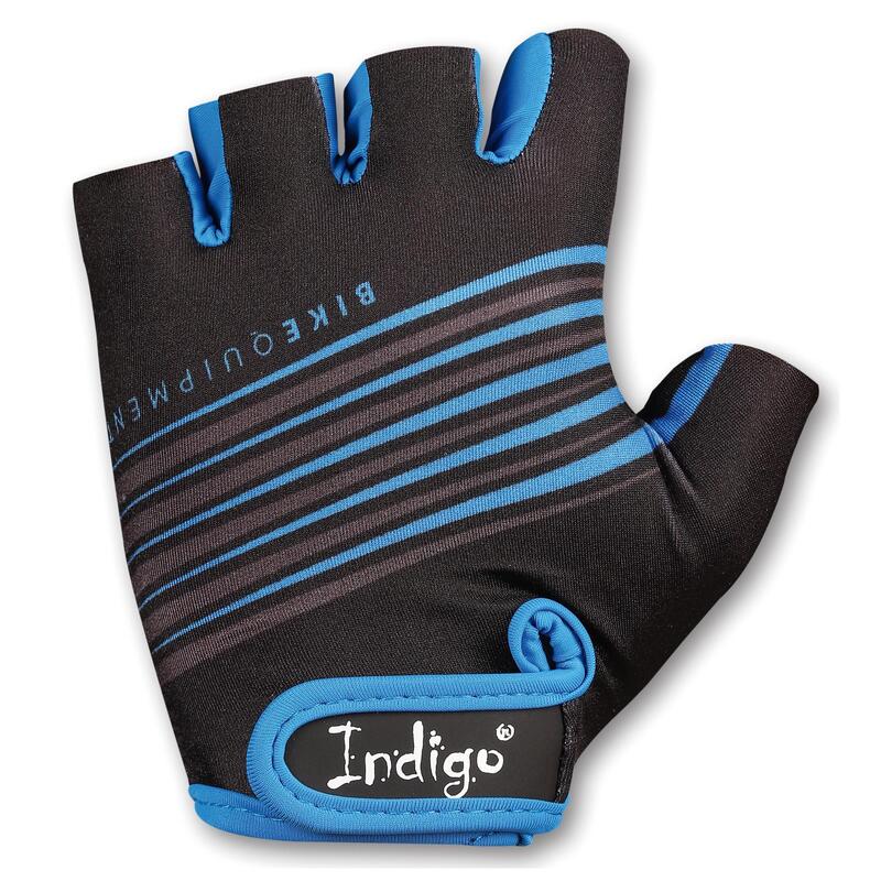 Guantes Fitness- Ciclismo INDIGO Negro- Azul Talle M