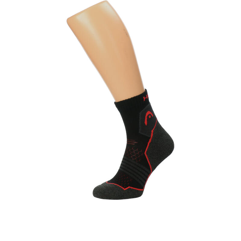 Lot de 2 paires de chaussettes de randonnée basses unisexes Noir/Rouge