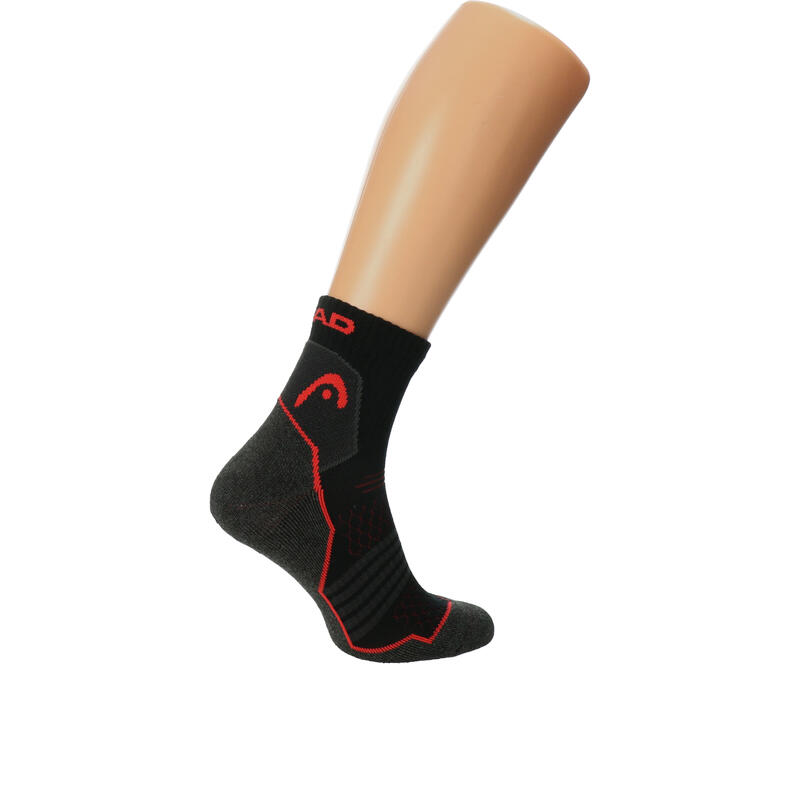 Lot de 2 paires de chaussettes de randonnée basses unisexes Noir/Rouge