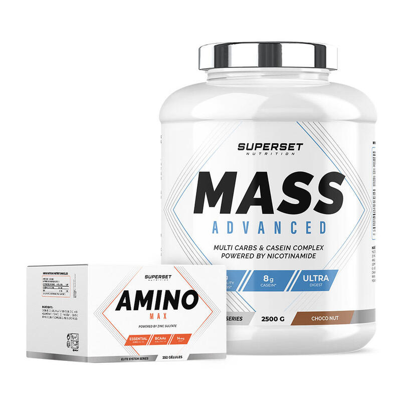 Programme Prise de Masse Débutant - Mass Advanced 2,5kg Choco Nut - Amino Max -