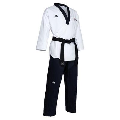 Adidas poomsae taekwondopak heren wit/donker blauw