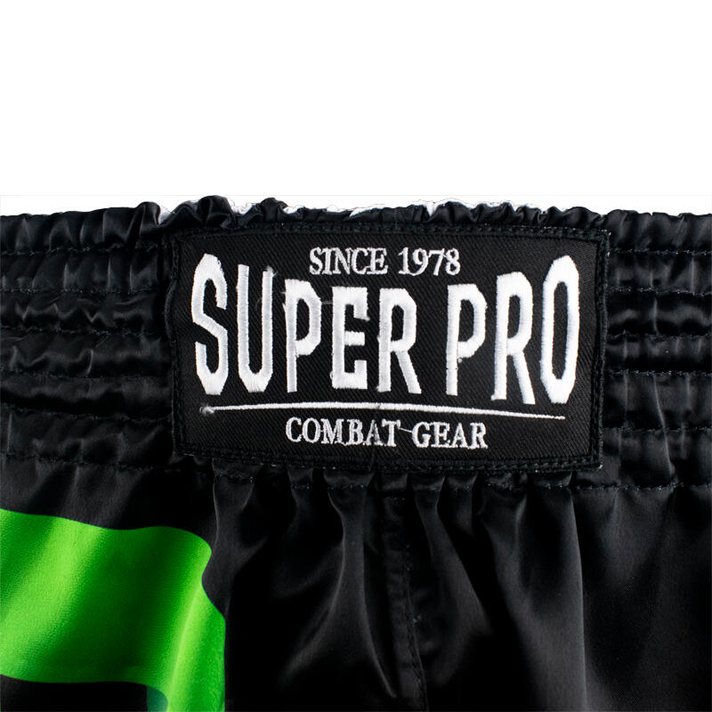 Super Pro Combat Gear Thai Short No Mercy Zwart/Groen/Zilver
