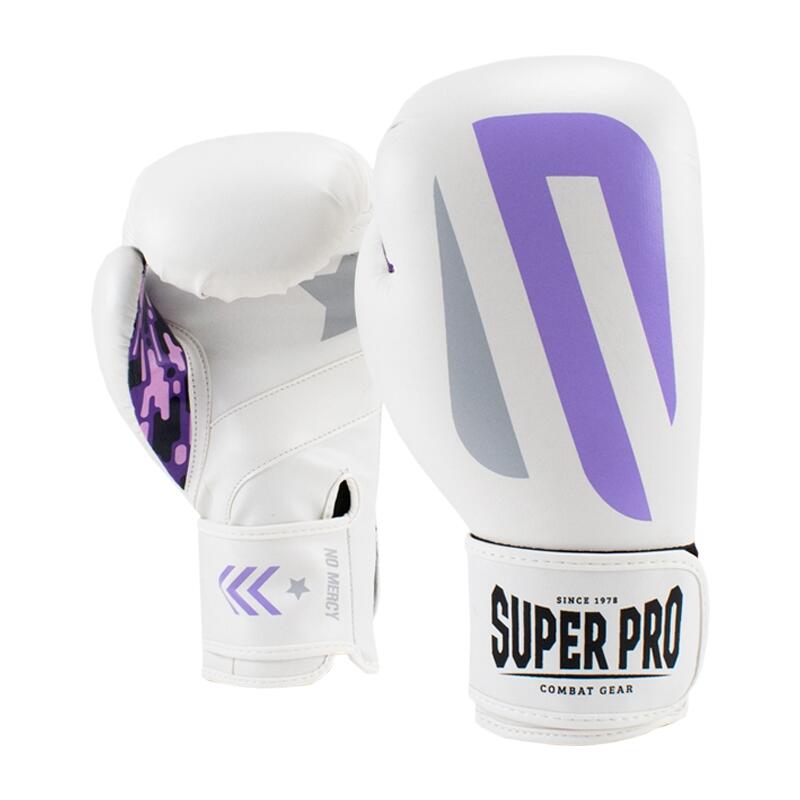 Super Pro Combat Gear (kick)Bokshandschoenen PU No Mercy Wit/Paars/Zilver