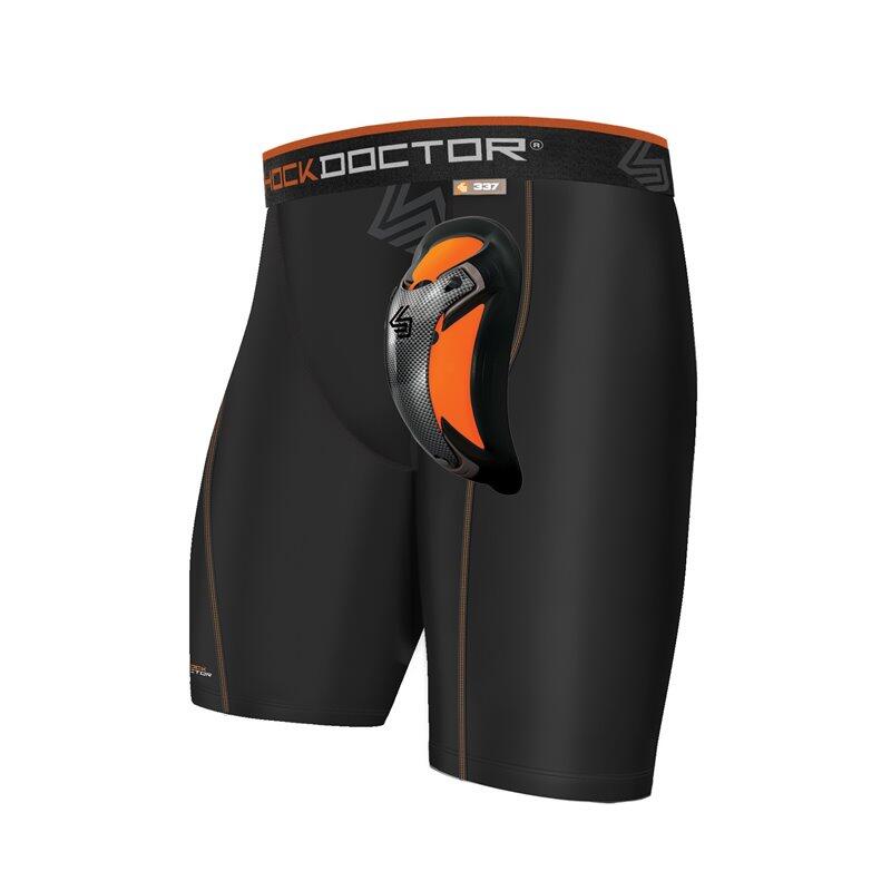 Shock Doctor Compression Short met Ultra Carbon Flex Cup Kruisbeschermer Zwart