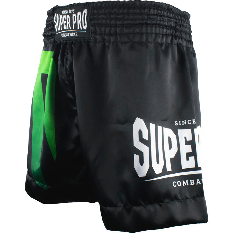 Super Pro Combat Gear Thai Short No Mercy Zwart/Groen/Zilver