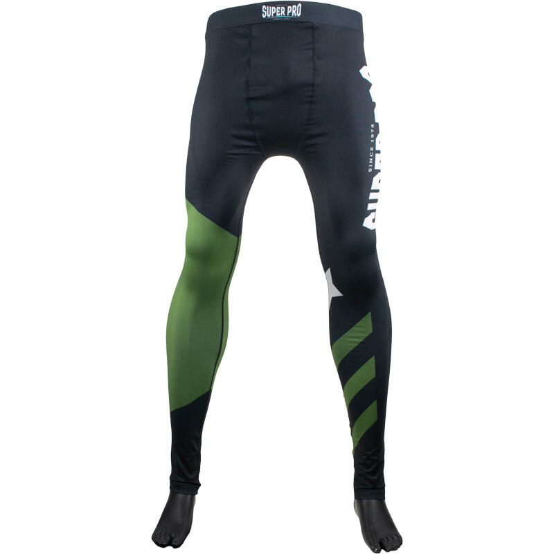 Super Pro Combat Gear Heren Legging No Mercy Zwart/Groen/Zilver