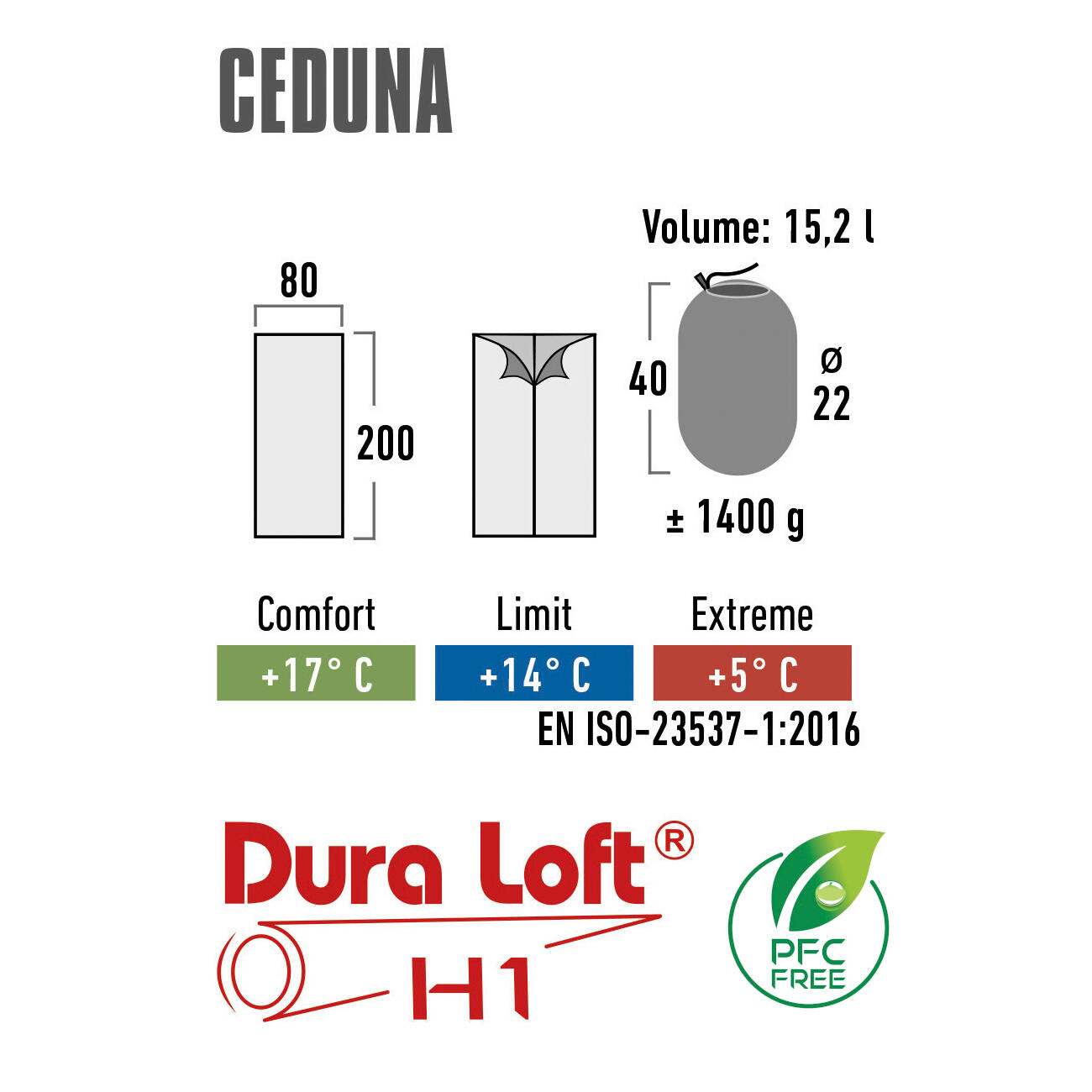 Sac de couchage d'été Ceduna Trekking XL 2 m Léger 1,4kg 4/7