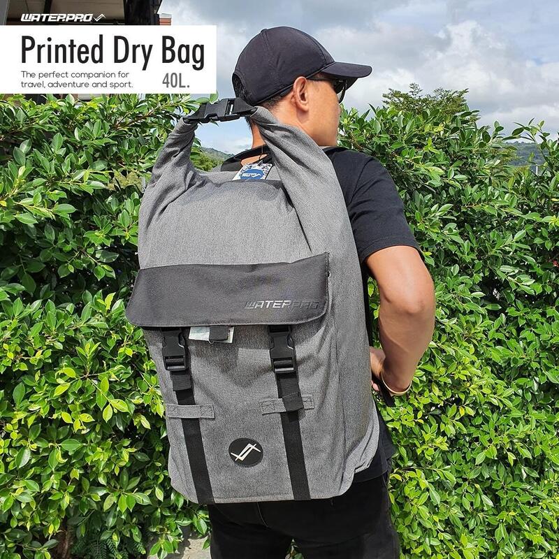 Printed Dry Bag Waterproof Backpack 40L - GREY